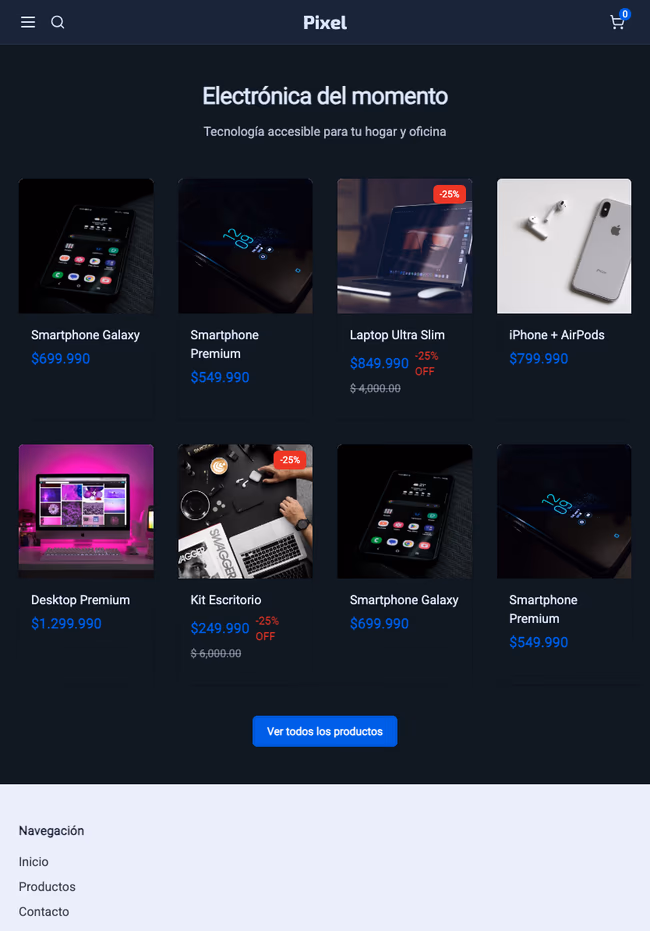 Tienda de ejemplo hecha con TiendaSuite