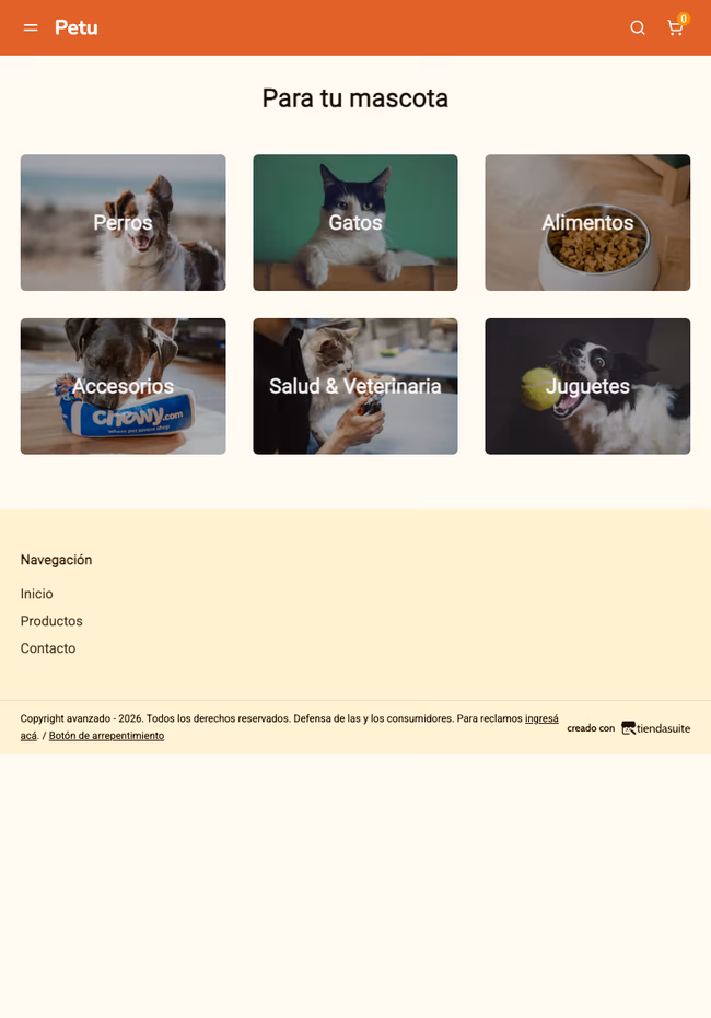 Tienda de ejemplo hecha con TiendaSuite