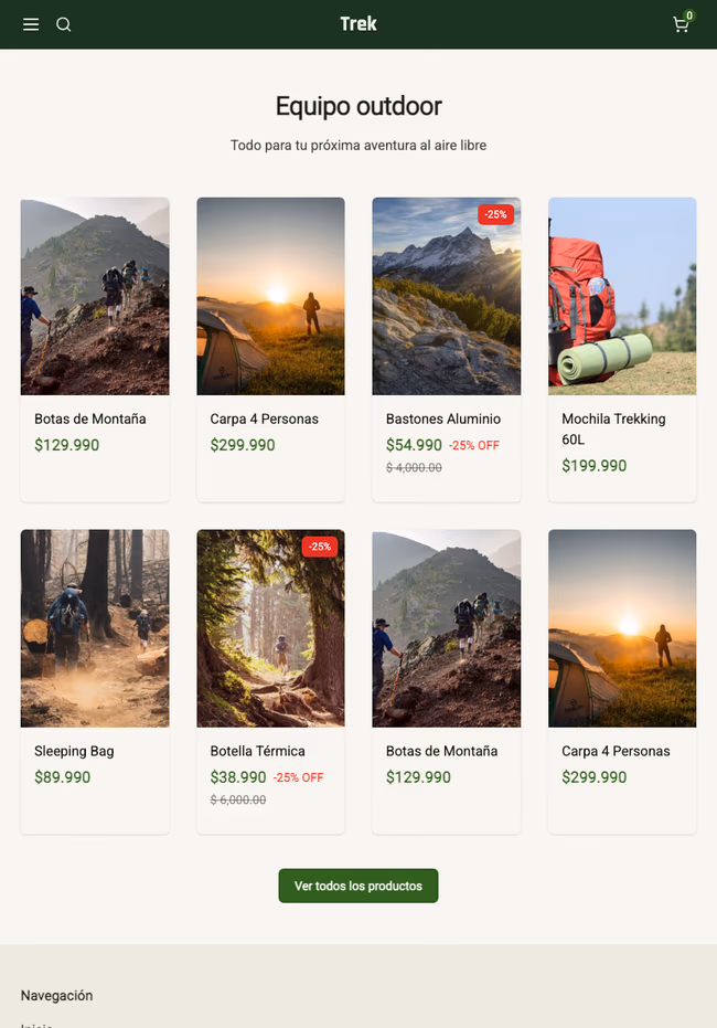 Tienda de ejemplo hecha con TiendaSuite