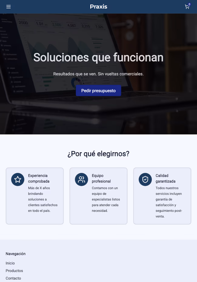 Tienda de ejemplo hecha con TiendaSuite